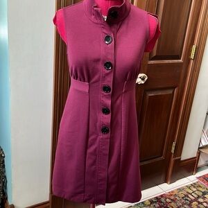 Banana Republic   Sleeveless dress  3/4 button down front   Plum/ Black   Size 2